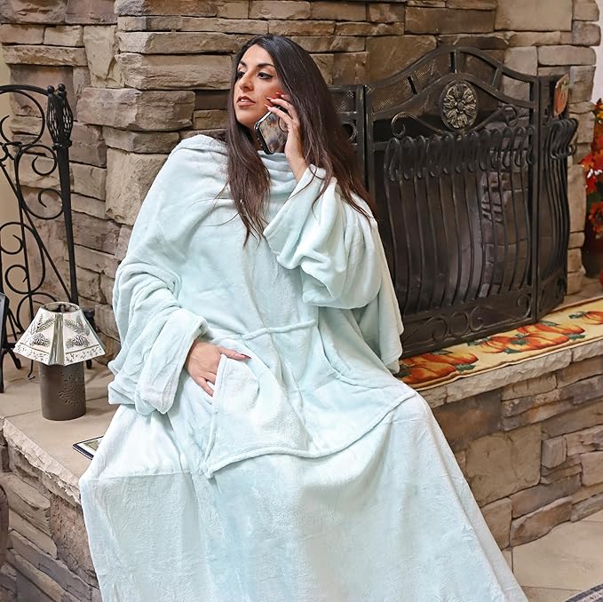 Solaris Wearable Blanket with Sleeves for Adults, Softness Comfort Warmth Fleece Gift for Women Men, Snuggy Body Throw TV Blanket for Home Office Lounge, Gift for Your Lover