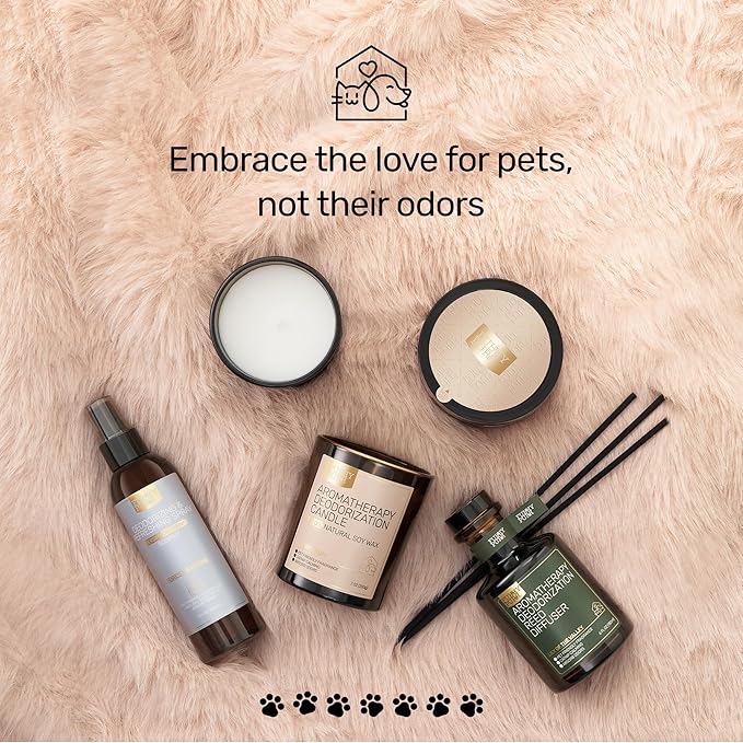 Furry Purr Cat Litter Deodorizer, Litter Box Deodorizer Gel, Forestbathing Scent Beads, Pet Odor Eliminator for Home, Natural Persimmon-Tannin Ingredients, Long-lasting, 10 oz