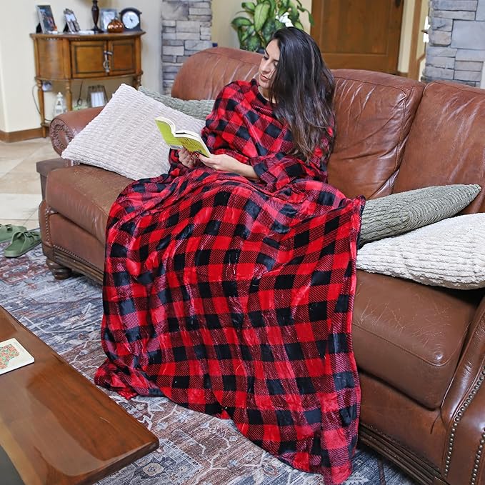 Solaris Wearable Blanket with Sleeves for Adults, Softness Comfort Warmth Fleece Gift for Women Men, Snuggy Body Throw TV Blanket for Home Office Lounge, Gift for Your Lover