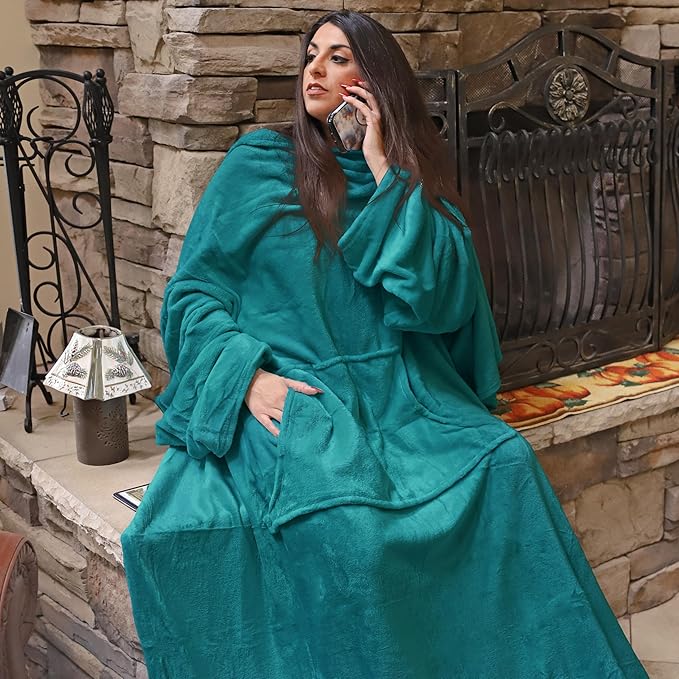 Solaris Wearable Blanket with Sleeves for Adults, Softness Comfort Warmth Fleece Gift for Women Men, Snuggy Body Throw TV Blanket for Home Office Lounge, Gift for Your Lover