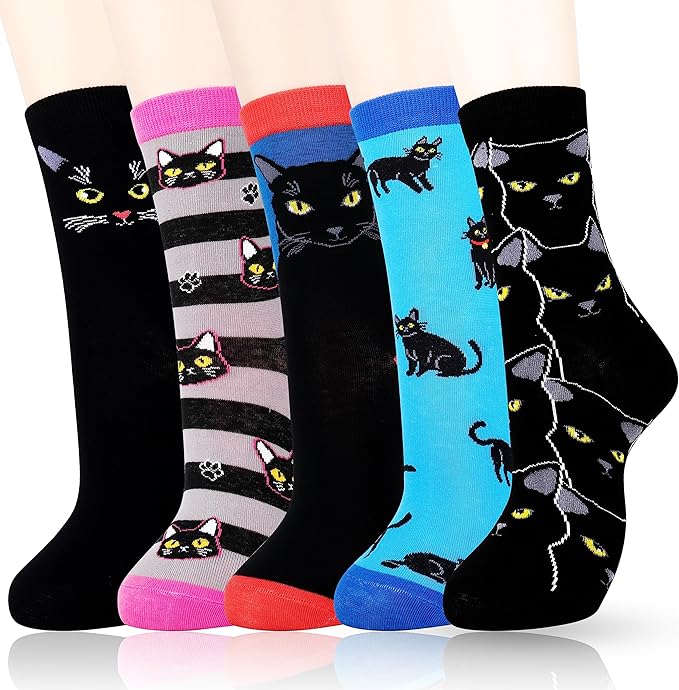 Belloxis Black Cat Socks for Women - Birthday & Golf Gifts for Teenage Girls