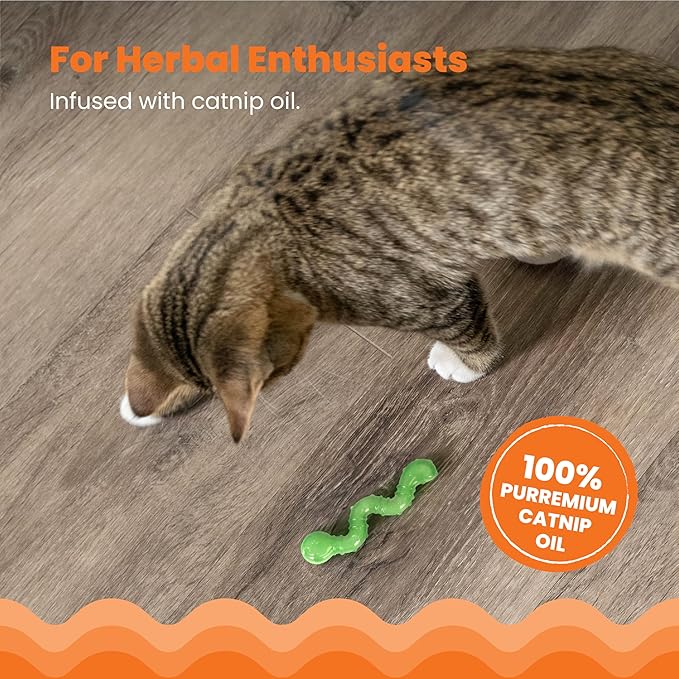 Catstages Orkakat Wiggle Worm Dental Catnip Cat Chew Toy, Assorted Color