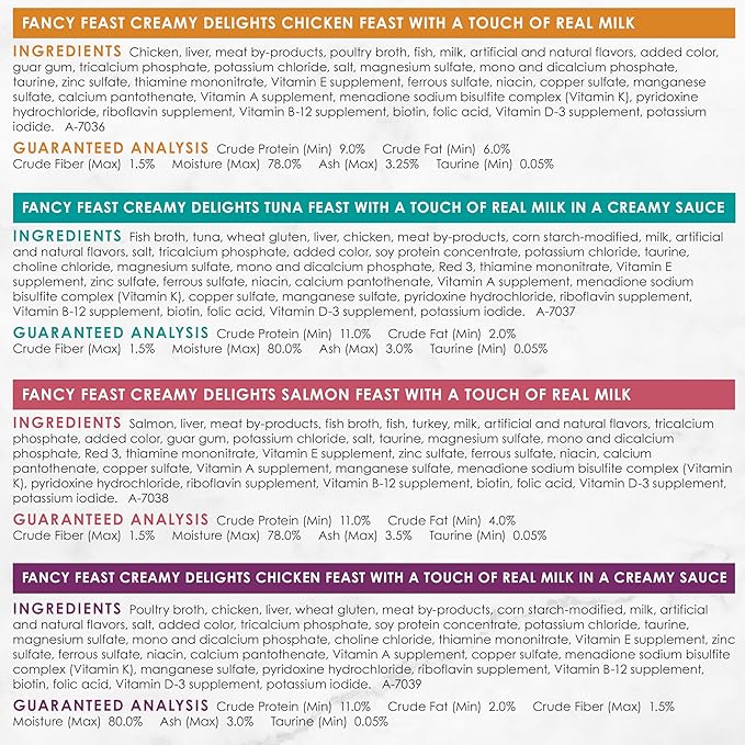 Purina Fancy Feast Wet Cat Food Variety Pack, Creamy Delights Poultry & Seafood Collection - (Pack of 24) 3 oz. Cans