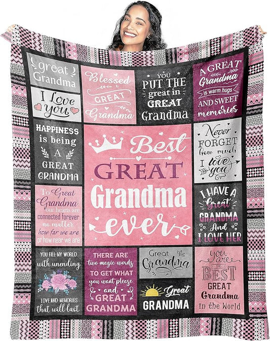 Great Grandma Gifts Blanket, 60"x50", Christmas/Birthday Gifts for Great Grandmother