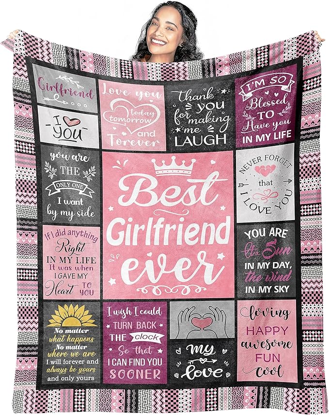 Gifts for Girlfriend Blanket 60"x50", Girlfriend Birthday Gifts for Women, Gift for Girlfriends, Cute Birthday Anniversary Romantic Blanket for Girlfriends