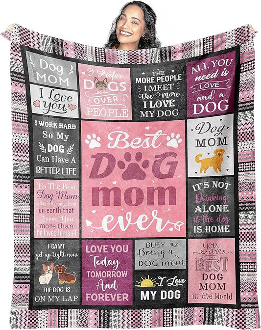 Dog Mom Gifts for Women Blanket 60"x50", Christmas Mothers Day Birthday Gifts for Dog Lover/Lovers/Owner Women