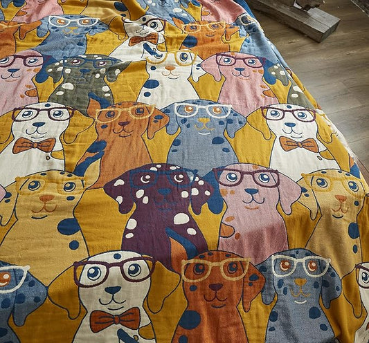 MEJU Puppy Dogs Kids Cute Blanket Throw for Bed Sofa Couch 100% Cotton 4 Layer Soft Warm All Season Bedspread Quilt Throw Blanket Bed Coverlet Twin 60" X 80"