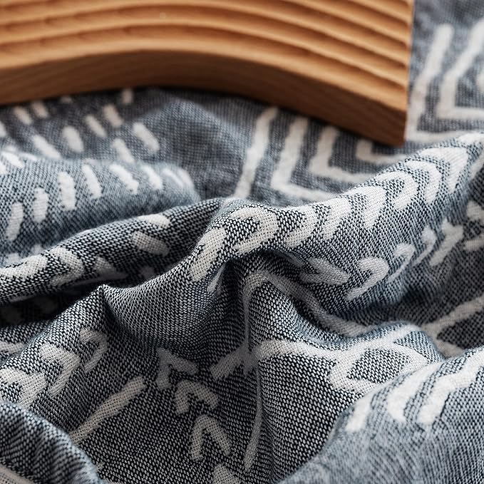MEJU Indian Boho Muslin Lightweight Summer Blanket for Bed Sofa Couch, 100% Combed Cotton 3 Layer Soft Warm Quick Dry Throw Blanket Bed Coverlet Sheet (Boho, Twin 60 in X 80 in