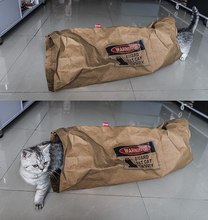 Crinkle Paper Cat Tunnel for Indoor Cats,Unbreakable Cat Cave Tunnel Toy,Cat Hideaway Tube Tunnel Toys,Rabbit Hideaway Bunny Hideout,Brown,1 Count(Pack of 1)