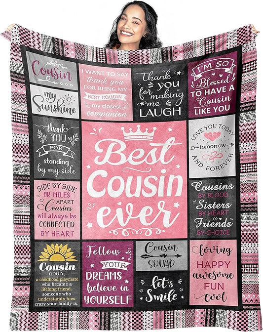 Cousin Gifts, Cousin Gift for Women, Gifts Cousins Female, Cousin Birthday Best Cousin Cousin Crew, Cool Christmas Cousin Cousin Ideas Blanket 60''x50'' 60 in x 50 in