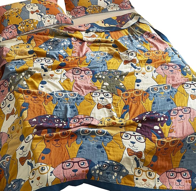 MEJU Puppy Dogs Kids Cute Blanket Throw for Bed Sofa Couch 100% Cotton 4 Layer Soft Warm All Season Bedspread Quilt Throw Blanket Bed Coverlet Twin 60" X 80"
